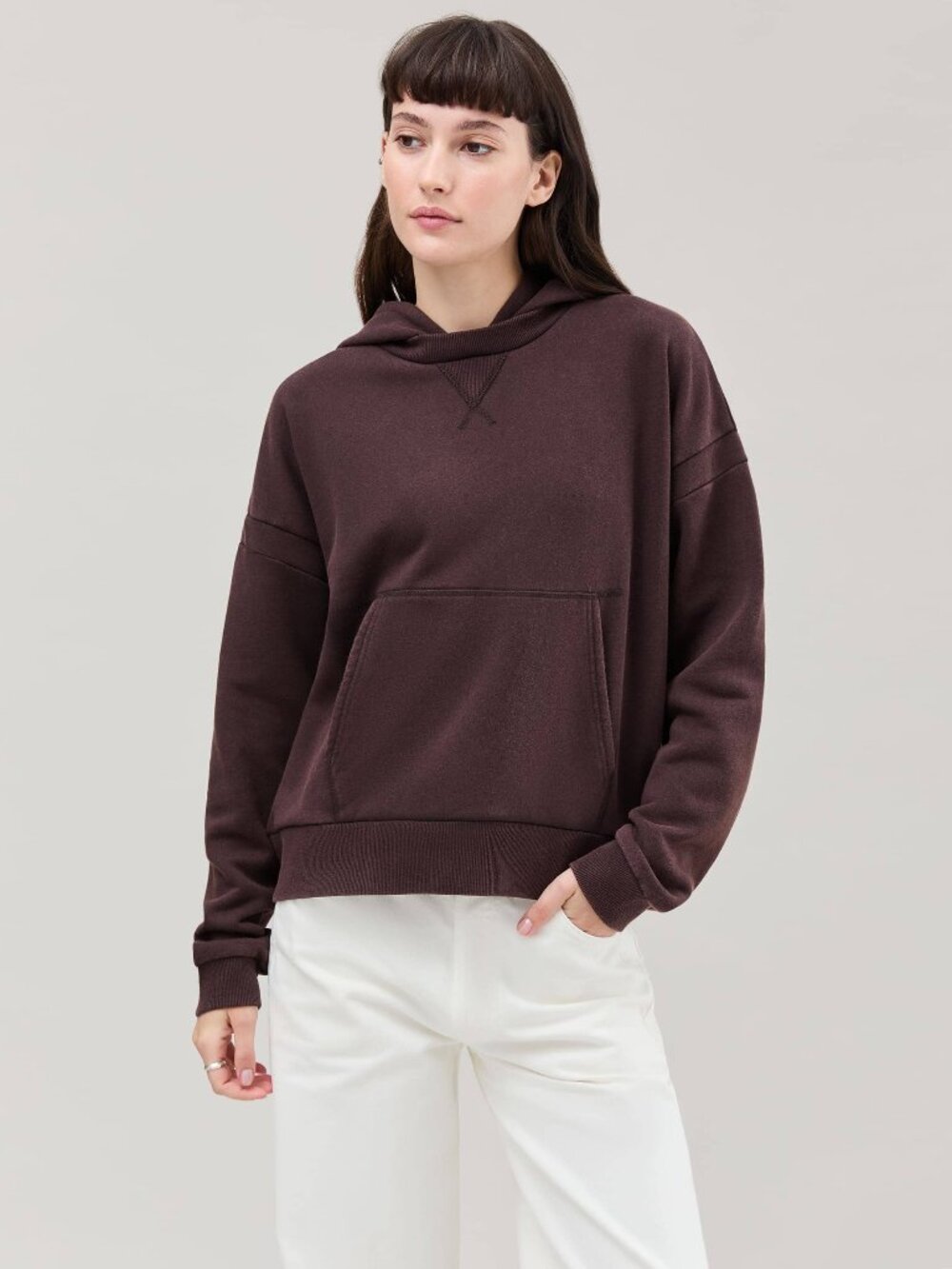 Andie Womens Recycled Fleece Hoodie - Recycled Fleece - Mineral Ganache Size MMI